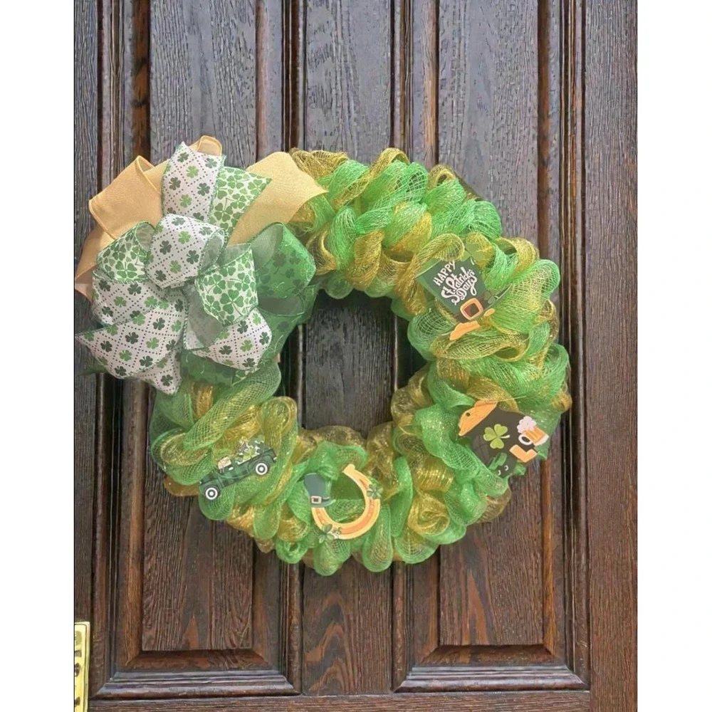 Handmade Mesh Saint Patrick's Day Wreath